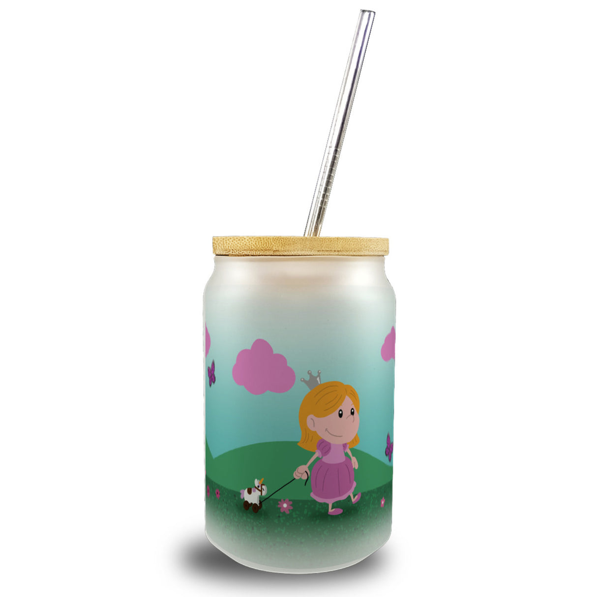 Kleine Prinzessin Trinkglas mit Bambusdeckel