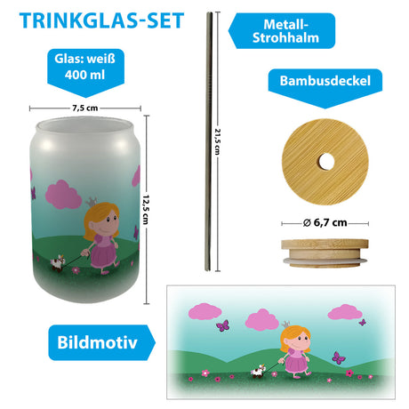 Kleine Prinzessin Trinkglas mit Bambusdeckel