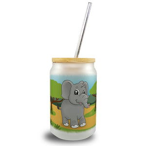 Elefant Trinkglas mit Bambusdeckel