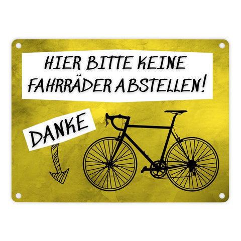 Hinweisschild Metallschild in 15x20 cm mit Spruch Hier keine Fahrräder abstellen