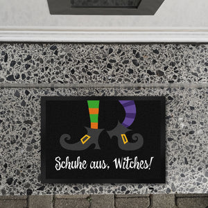 Hexen Halloween Fußmatte mit Spruch - Schuhe aus, Witches!