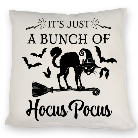 Schwarze Katze Halloween Kissen mit Spruch A Bunch of Hocus Pocus