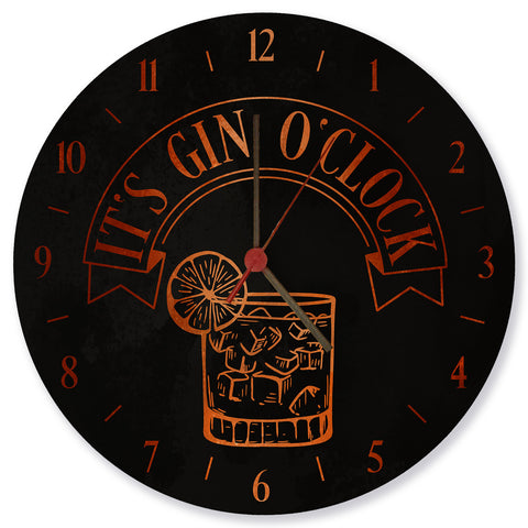 It's Gin O'Clock Wanduhr mit roter Schrift