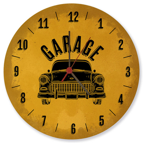 Garage Auto Wanduhr in gelb