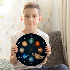 Planeten des Sonnensystems Wanduhr für Kinder