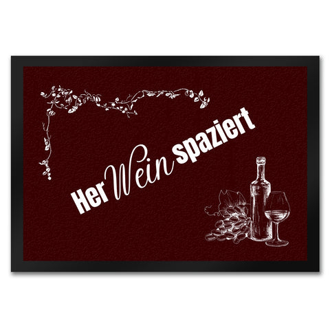 Wein Fußmatte in 35x50 cm mit Spruch Herweinspaziert