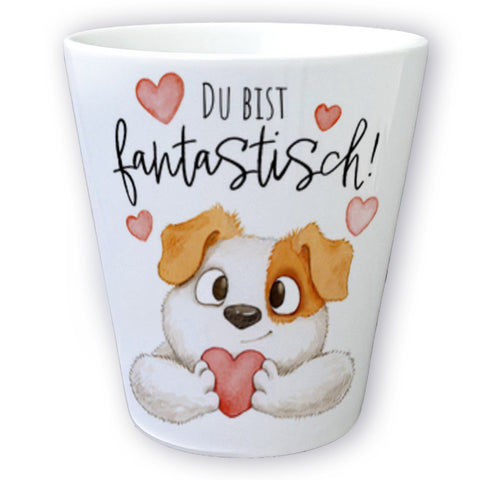 Hund Blumentopf mit Spruch Du bist fantastisch