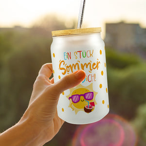 Ein Stück Sommer für dich Trinkglas mit Bambusdeckel mit Spruch