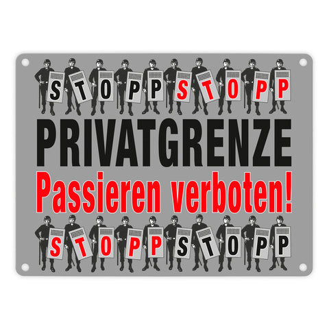 Privatgrenze Metallschild in 15x20 cm mit Spruch Passieren verboten