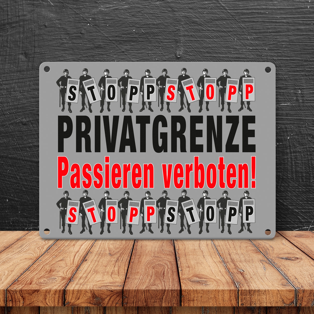 Privatgrenze Metallschild in 15x20 cm mit Spruch Passieren verboten