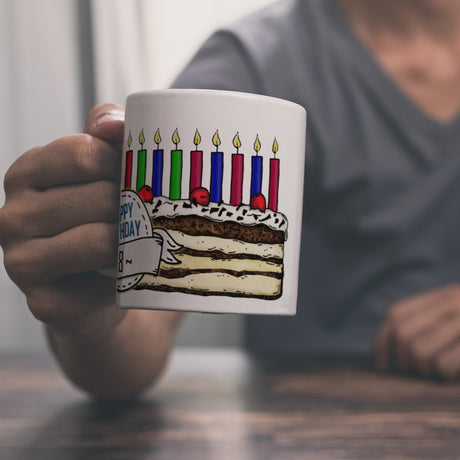 Geburtstagstorte Kaffeebecher zum 18. Geburtstag mit 18 Kerzen