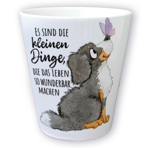 Hund Blumentopf mit Spruch Die kleinen Dinge machen das Leben so wunderbar