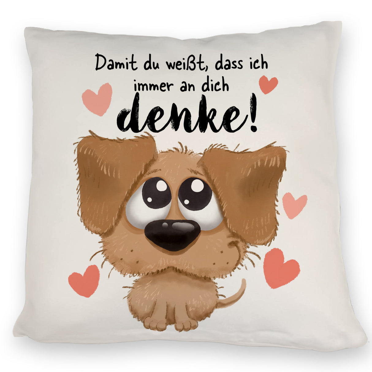 Hund Kissen mit Spruch: Schenke Liebe und Wärme - Jetzt kaufen