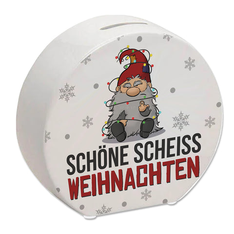 Grimmiger Wichtel Spardose mit Spruch Schöne scheiß Weihnachten