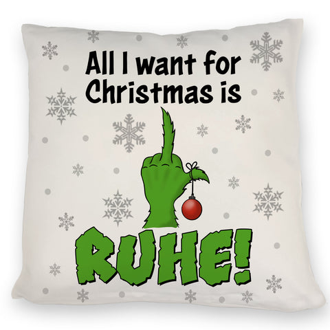 Weihnachtsmuffel Kissen mit Spruch All I want for Christmas is Ruhe