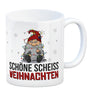 Grimmiger Wichtel Kaffeebecher mit Spruch Schöne scheiß Weihnachten