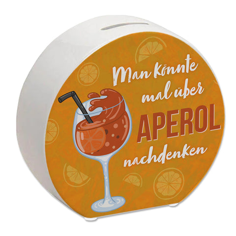 Cocktail Spardose mit Spruch Man könnte mal über Aperol nachdenken