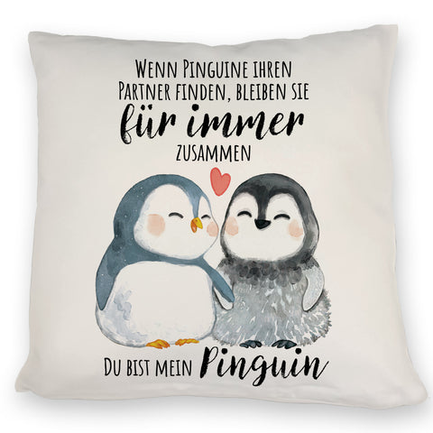Pinguinpärchen Kissen mit Spruch Du bist mein Pinguin