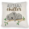 Schlafender Koala Kissen mit Spruch Auftragschiller