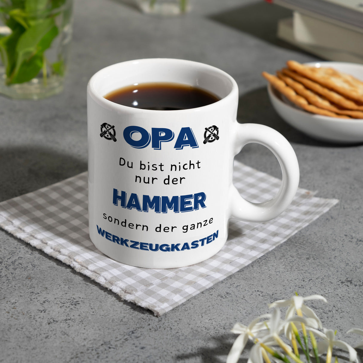 Opa Kaffeebecher mit Spruch Du bist nicht nur der Hammer