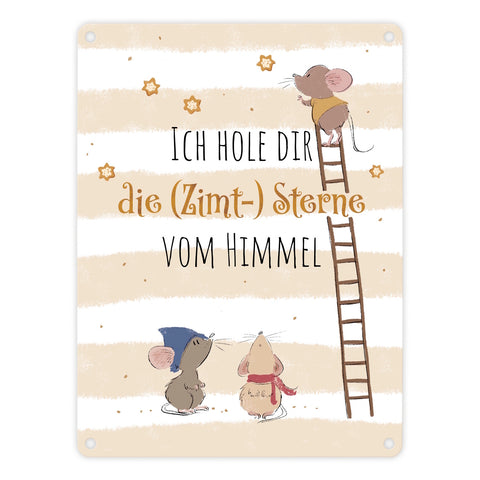 Mäuse Metallschild in 15x20 cm mit Spruch Ich hole dir die Zimt- Sterne vom Himmel