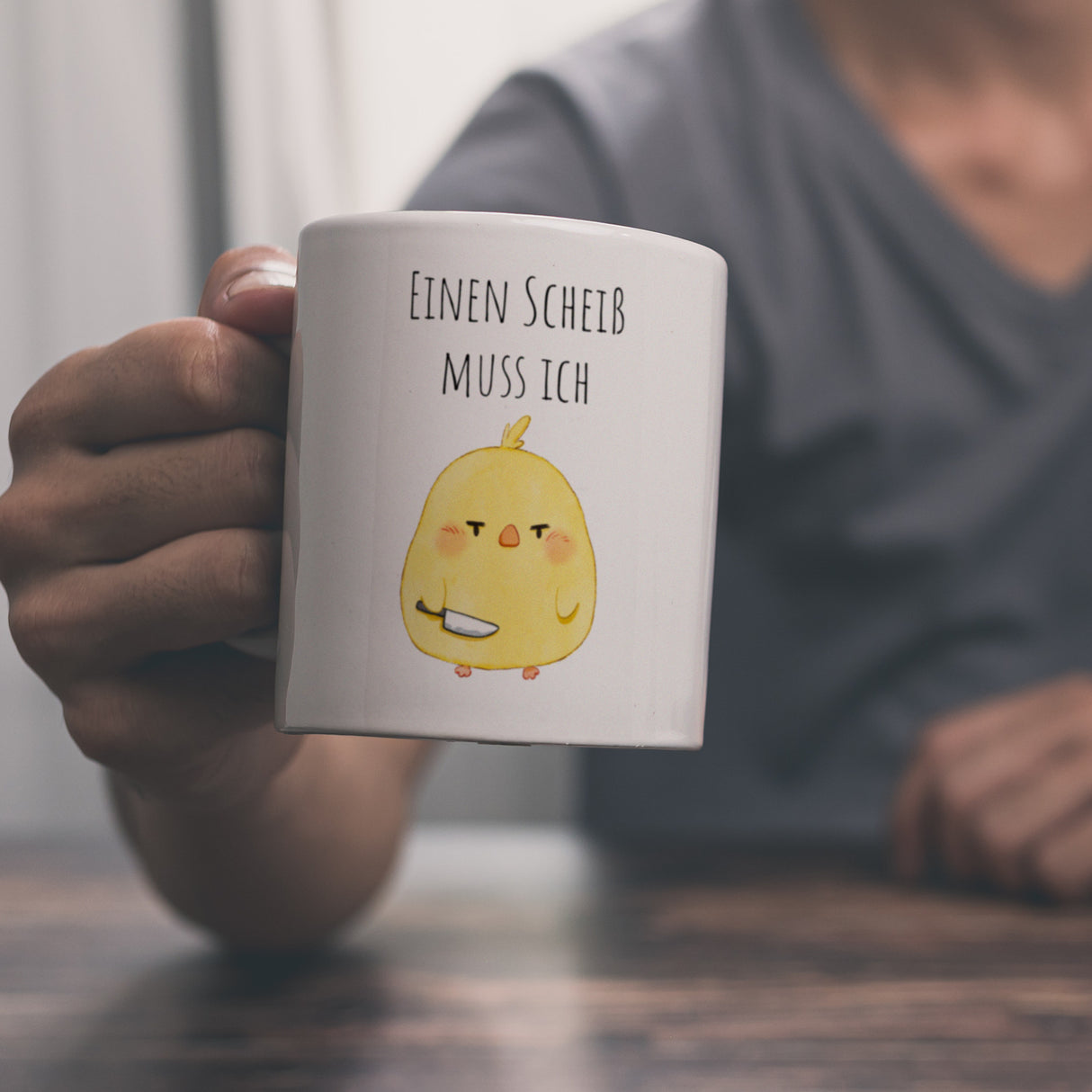 Küken Kaffeebecher mit Spruch Einen Scheiß muss ich