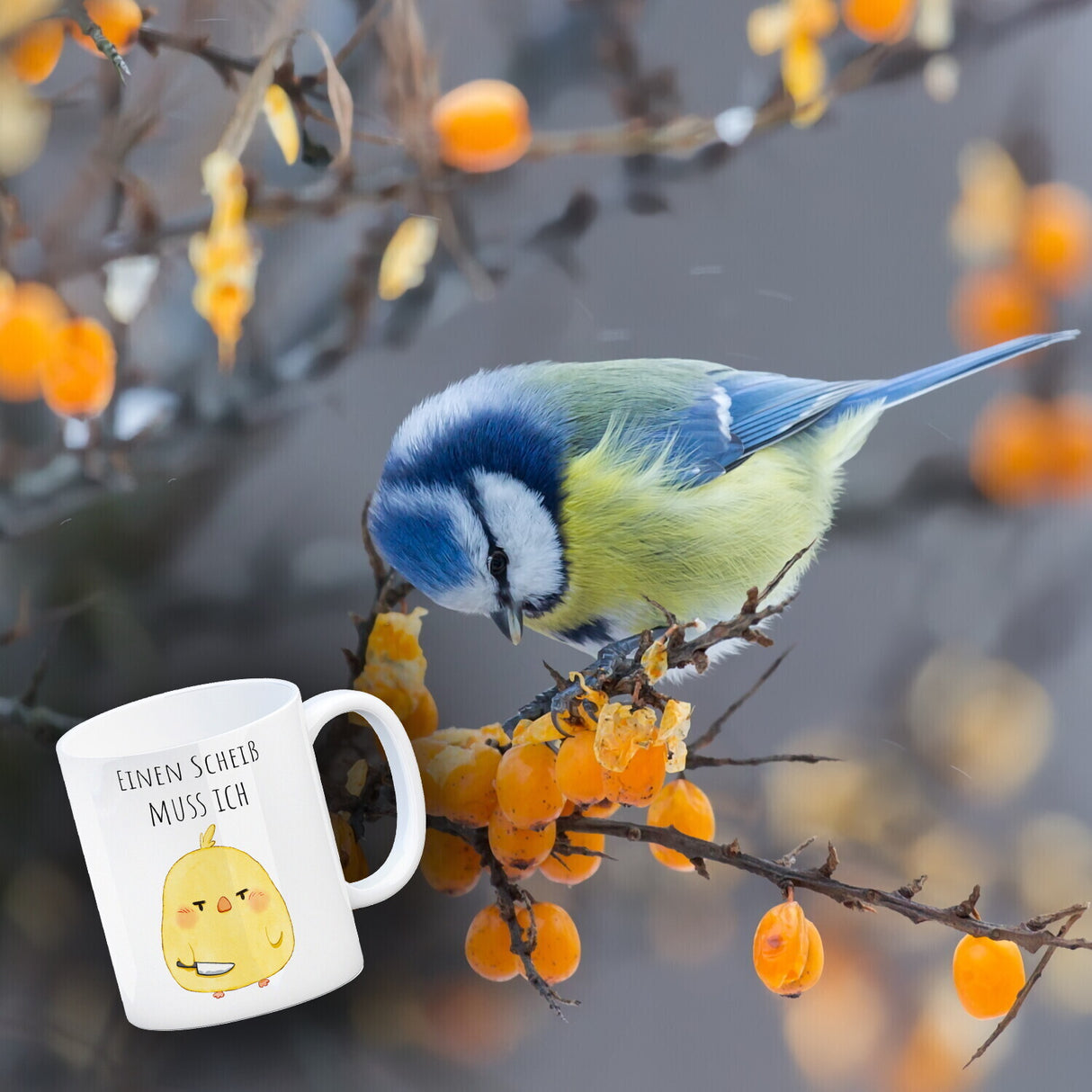 Küken Kaffeebecher mit Spruch Einen Scheiß muss ich