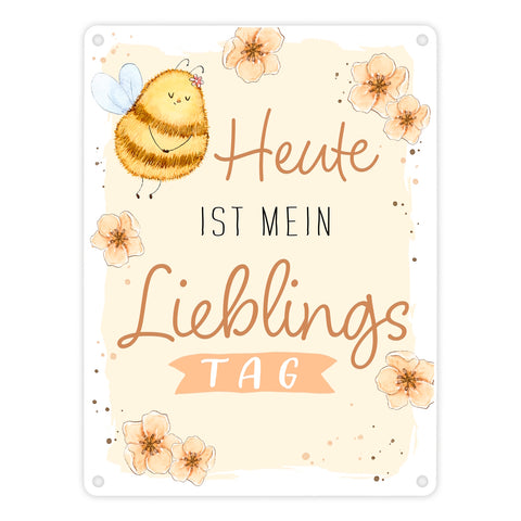 Pummel Biene Metallschild in 15x20 cm mit Spruch Heute ist mein Lieblingstag