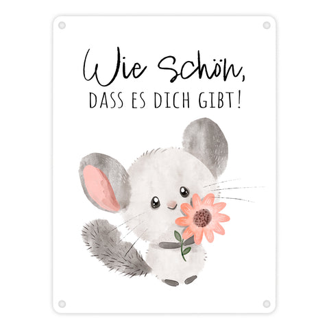 Chinchilla Metallschild in 15x20 cm mit Spruch Wie schön dass es dich gibt