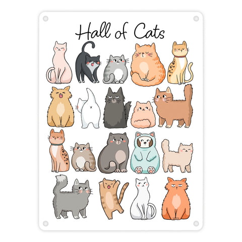 Hall of Cats Katzen Metallschild in 15x20 cm