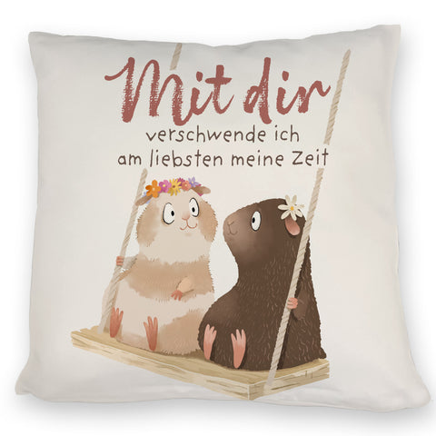 Meerschweinchen Kissen mit Spruch Zeitverschwendung mit dir am schönsten