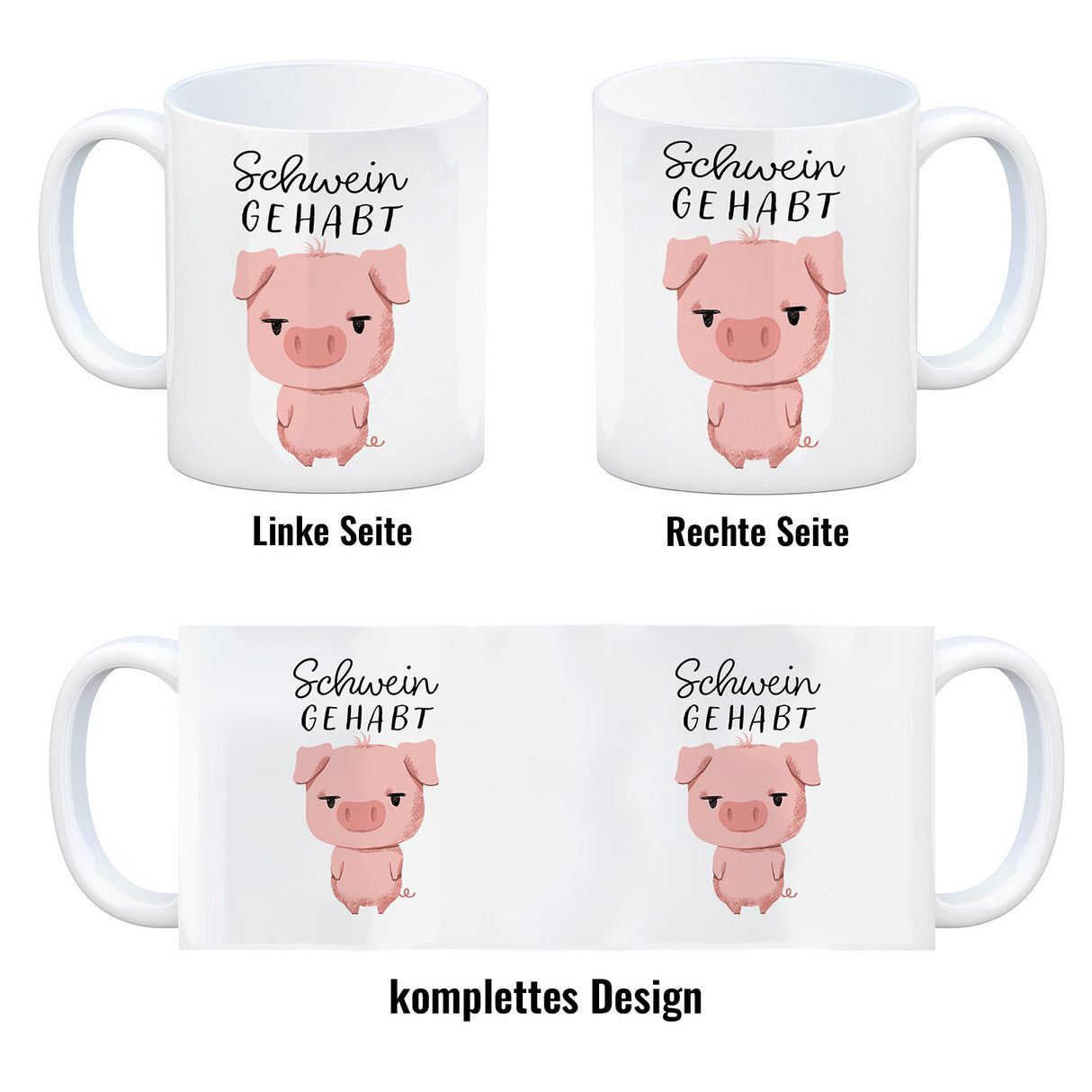 Ferkel Kaffeebecher mit Spruch Schwein gehabt