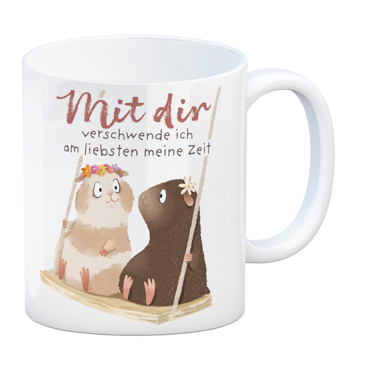 Meerschweinchen Kaffeebecher mit Spruch Mit dir ist Zeitverschwendung schön