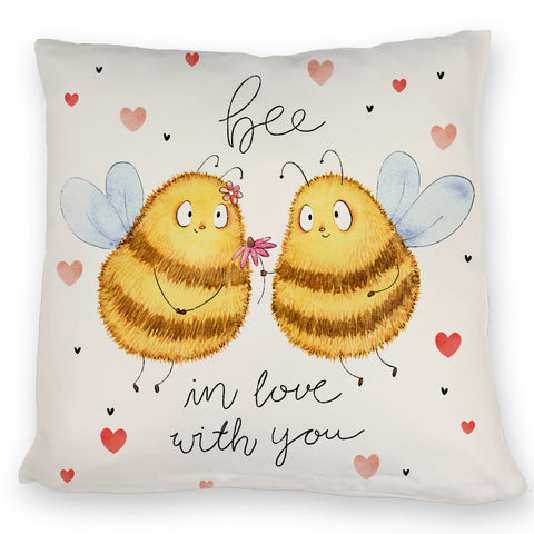 Pummel Biene Kissen mit Spruch Bee in love with you