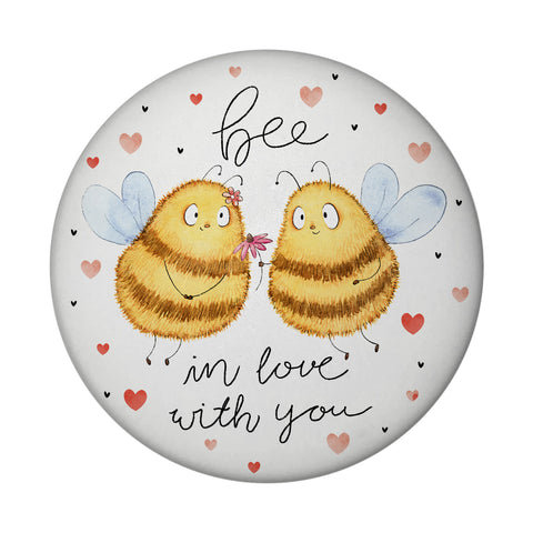 Pummel Biene Magnet rund rund mit Spruch Bee in love with you