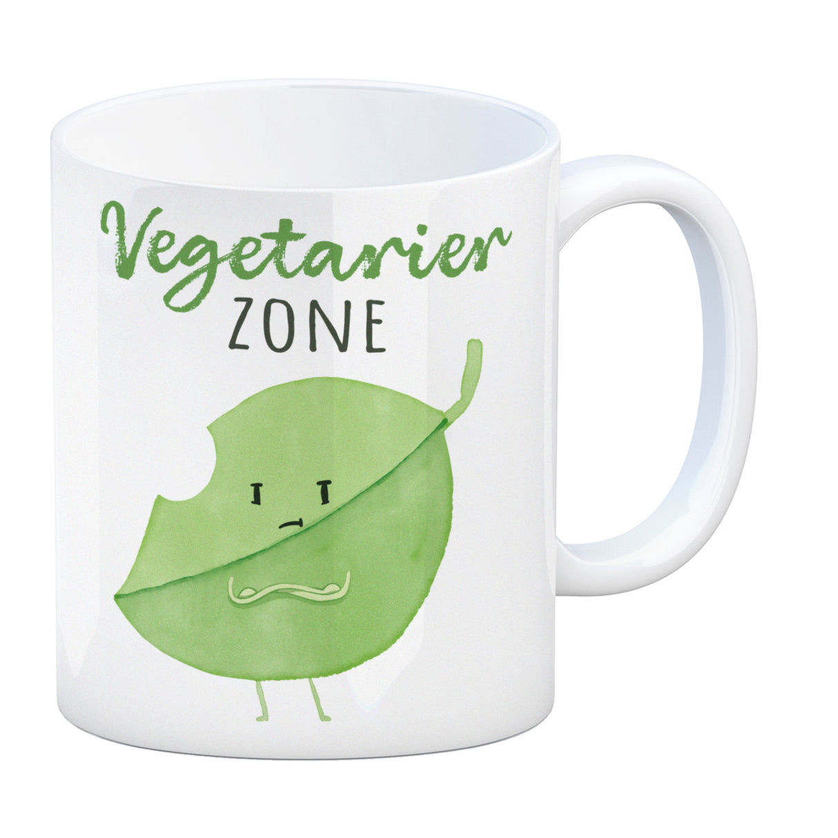 Blatt Kaffeebecher mit Spruch Vegetarier Zone