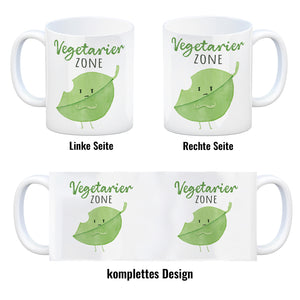 Blatt Kaffeebecher mit Spruch Vegetarier Zone