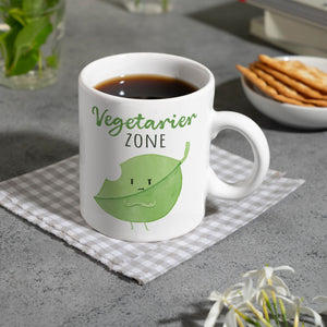 Blatt Kaffeebecher mit Spruch Vegetarier Zone