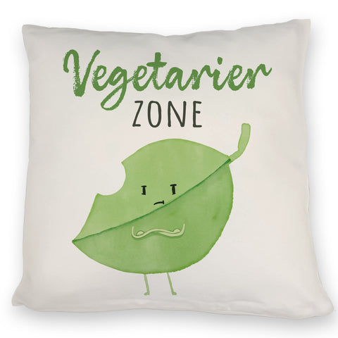 Blatt Kissen mit Spruch Vegetarier Zone