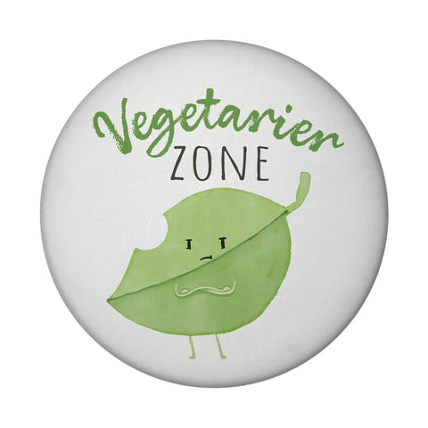 Blatt Magnet rund rund mit Spruch Vegetarier Zone