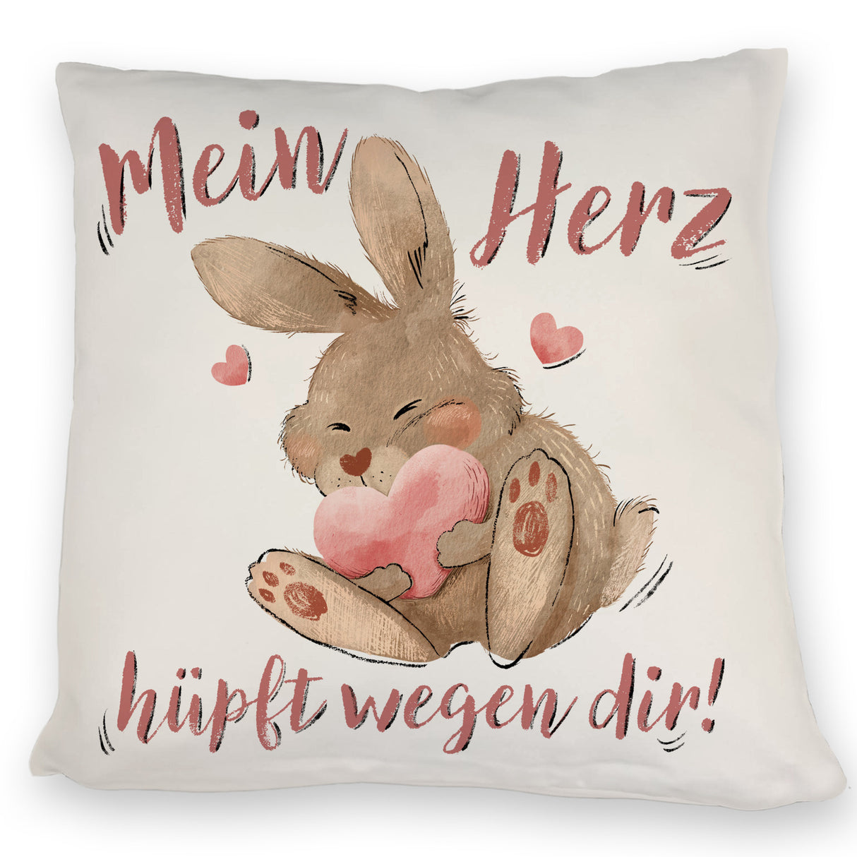 Hase Kissen mit Spruch Mein Herz hüpft wegen dir