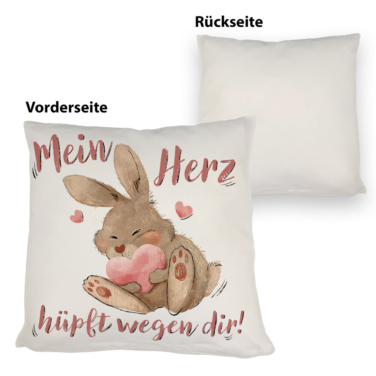 Hase Kissen mit Spruch Mein Herz hüpft wegen dir