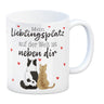 Katzenpaar Kaffeebecher mit Spruch Mein Lieblingsplatz ist bei dir