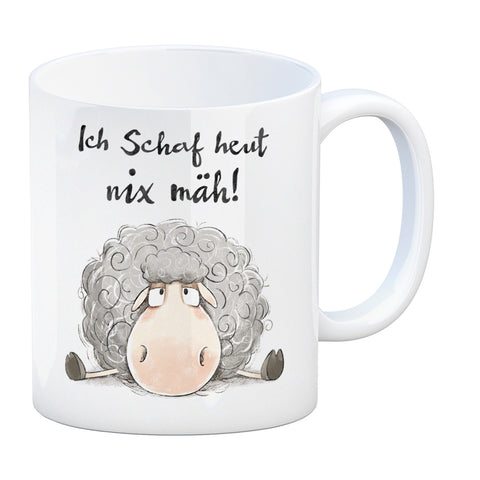 Schaf Kaffeebecher mit Spruch Ich Schaf heut nix mäh