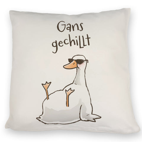 Gilbert die Gans Kissen mit Spruch Gans gechillt