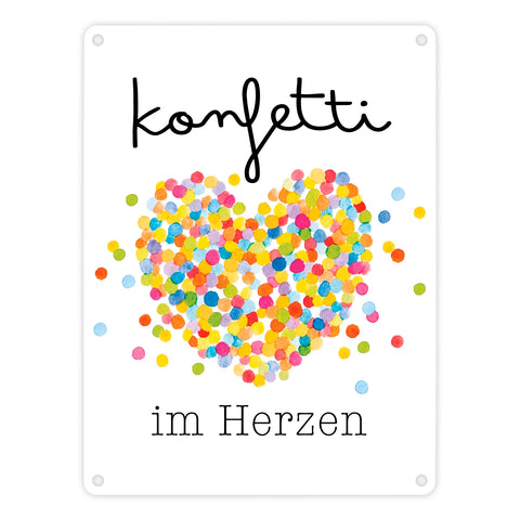 Konfetti im Herzen Karneval Geschenk Metallschild in 15x20 cm