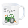 Dorfkind grüner Traktor Kaffeebecher