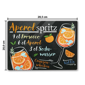 Aperol Spritz Cocktail-Rezept Schneidebrett aus Glas Glas