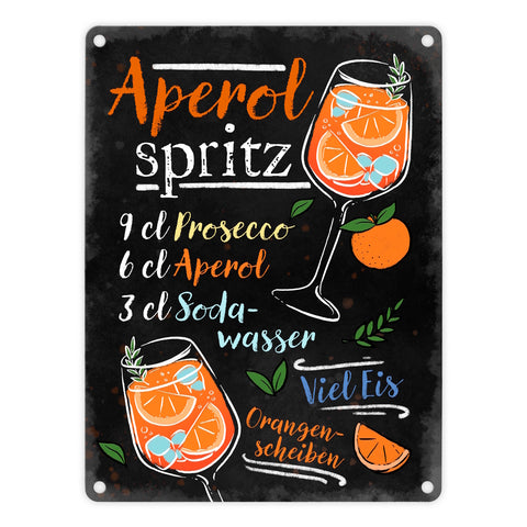 Cocktail-Rezept Aperol Spritz Metallschild in 15x20 cm