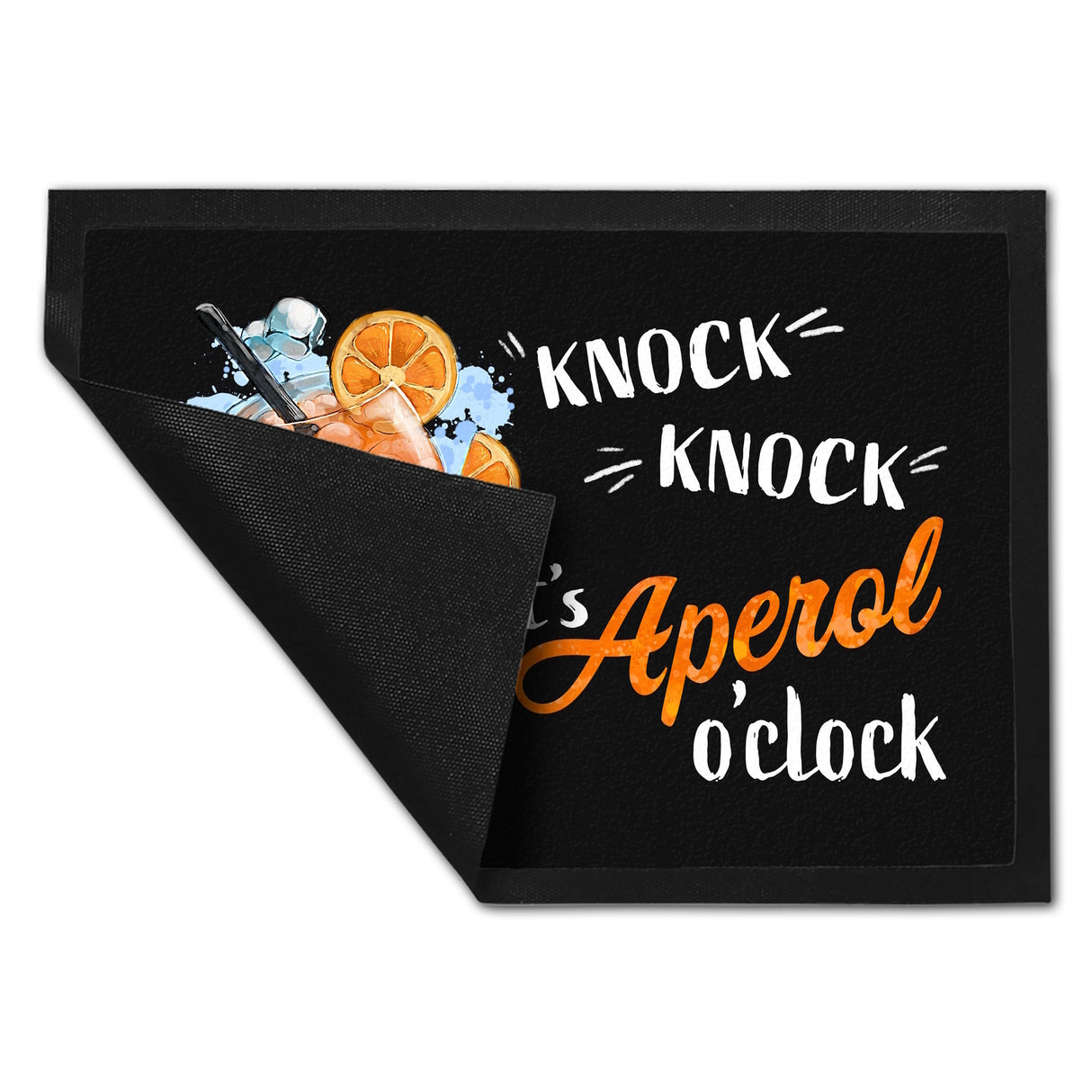 Cocktail Fußmatte in 35x50 cm mit Spruch Knock knock It's Aperol o'clock